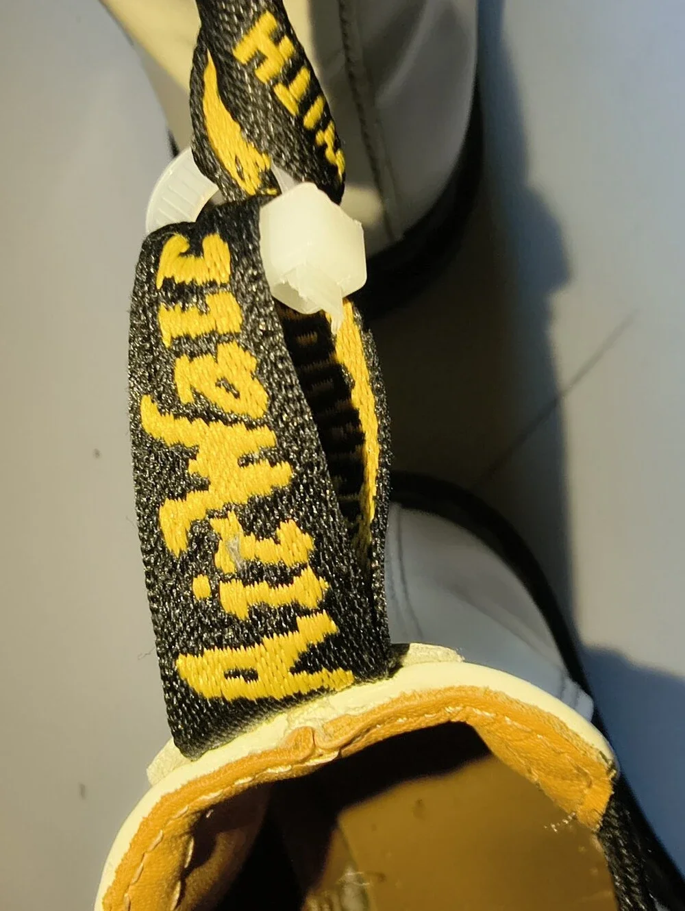 Dr. Martens White Chelsea Boots with Black Elastic and Yellow Stitching